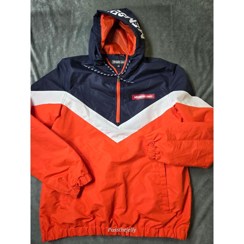 Members Only Jacket Mens‎ Small Bomber Racer Classic Colorblock Hooded Spellout